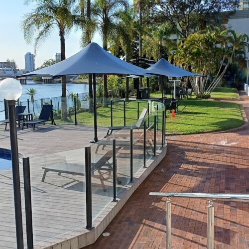 Typhoon 5.0m Hex Concrete Canopy Black Satin Frame 4