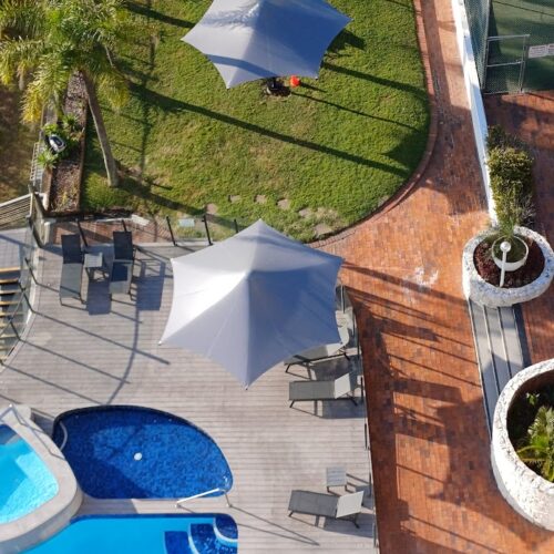 Typhoon 5.0m Hex Concrete Canopy Black Satin Frame 6