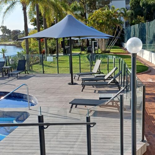 Typhoon 5.0m Hex Concrete Canopy Black Satin Frame 8